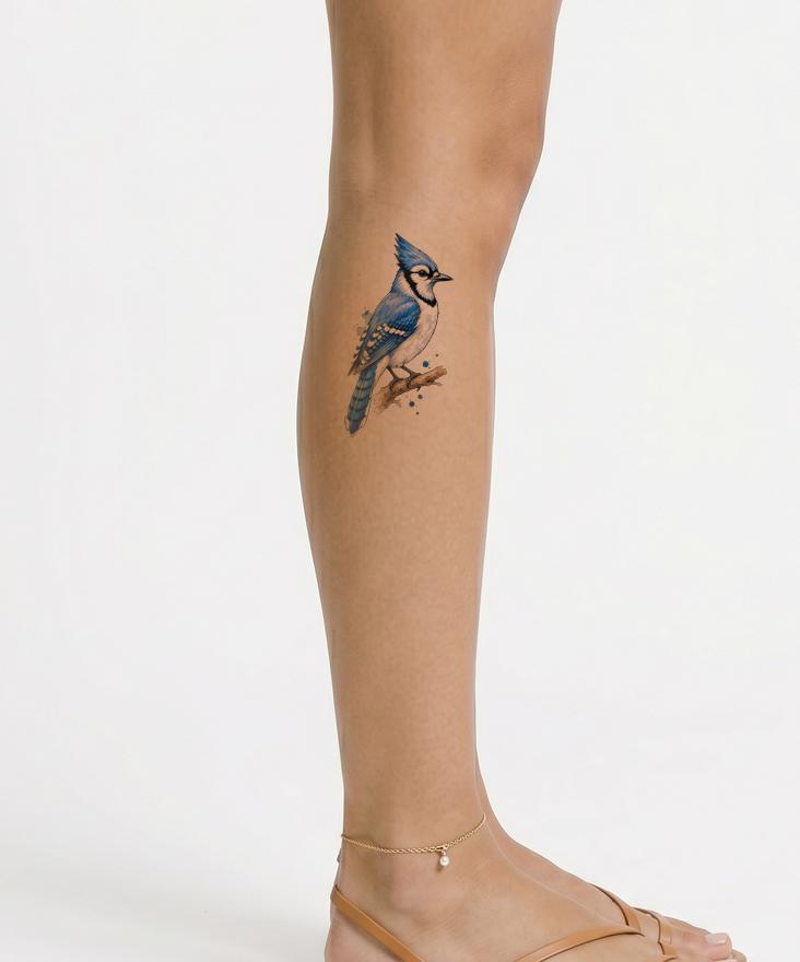 Watercolor Blue Jay Tattoo Design