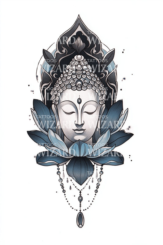 蓝莲花佛陀纹身插图