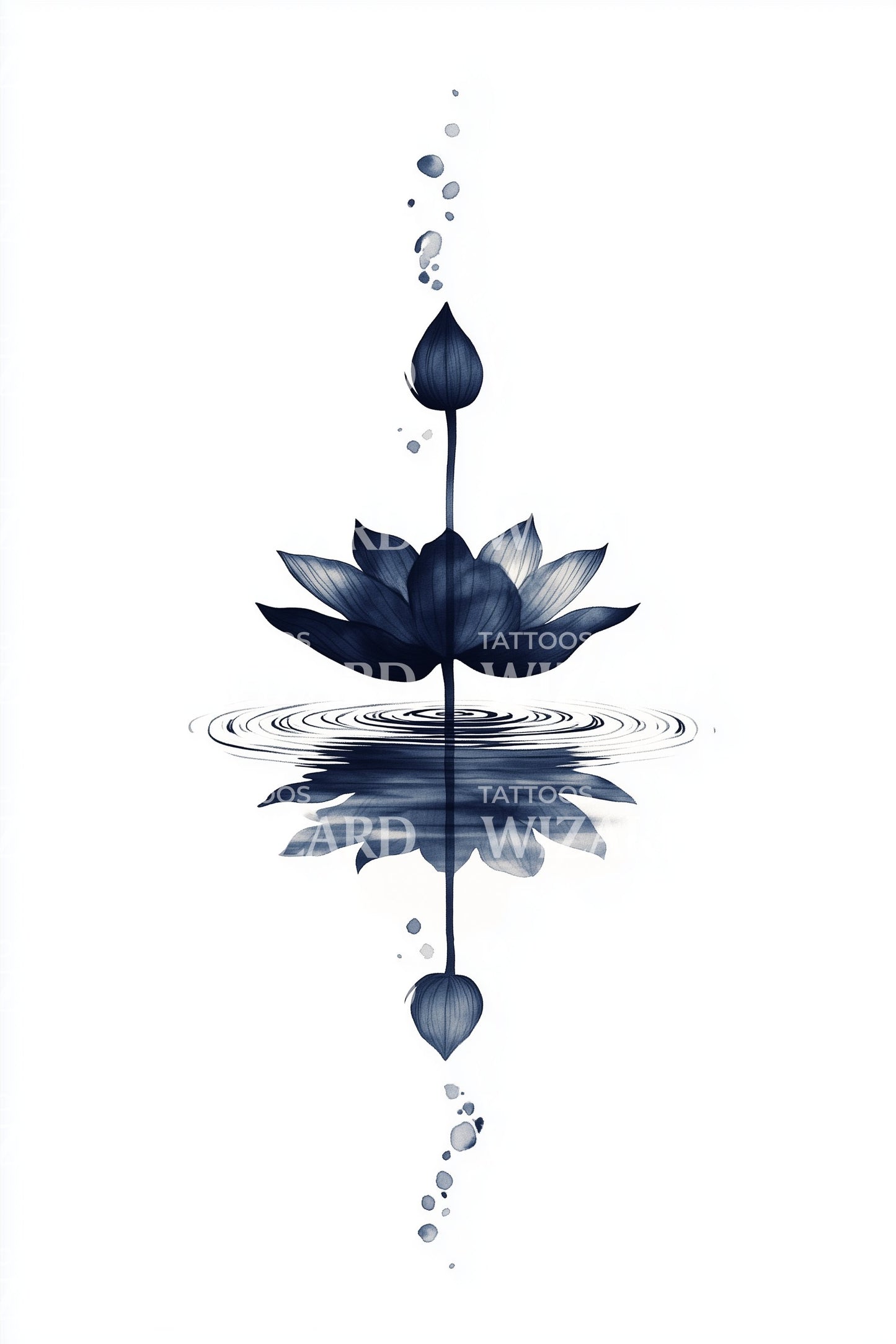 Design tatuaggio goccia di loto blu