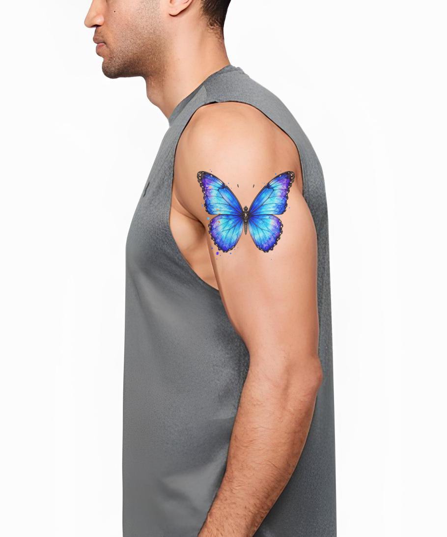 Tetovací návrh s motýlem modrým morpho