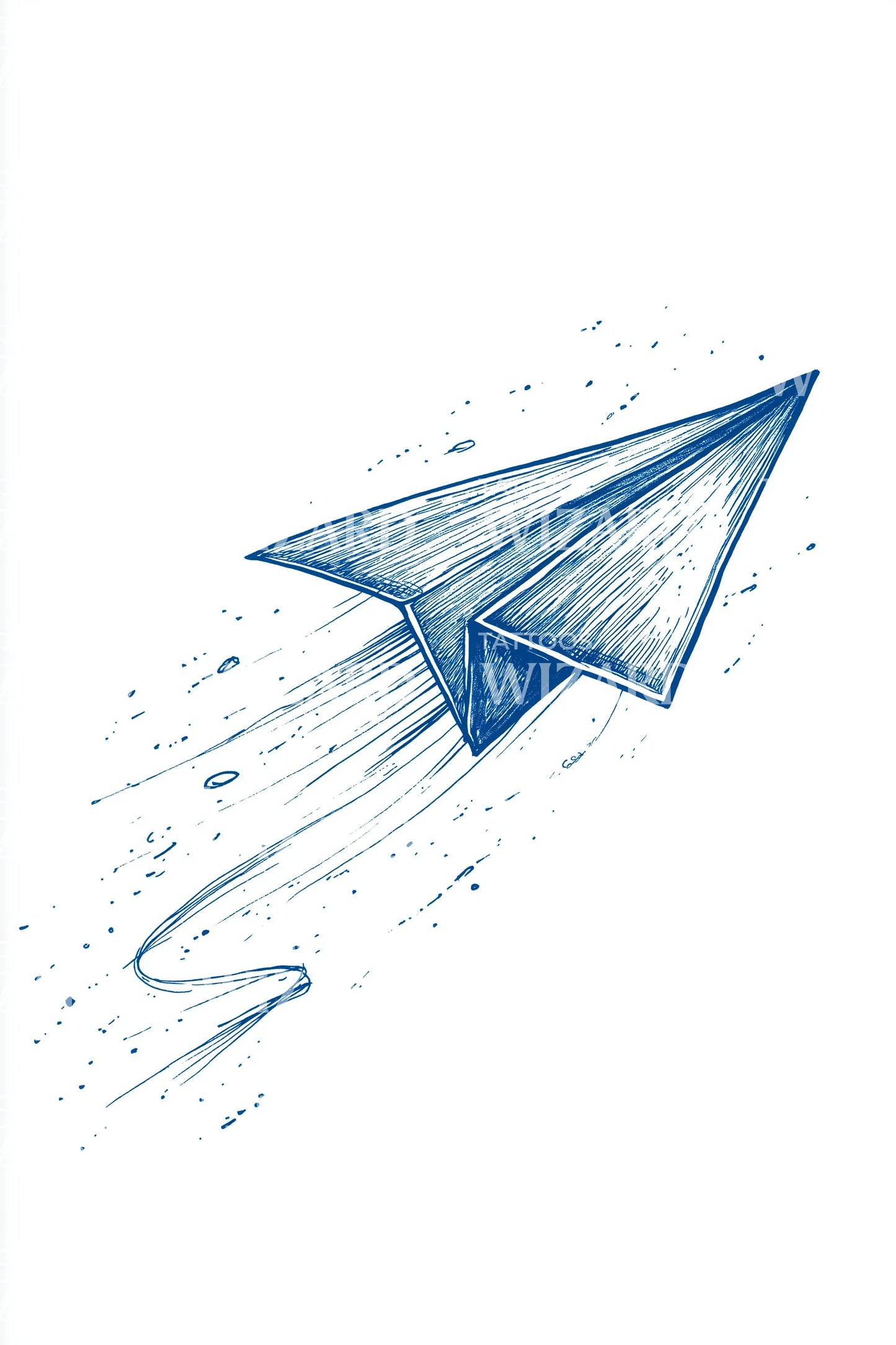 Blue Paper Airplane Tattoo Design