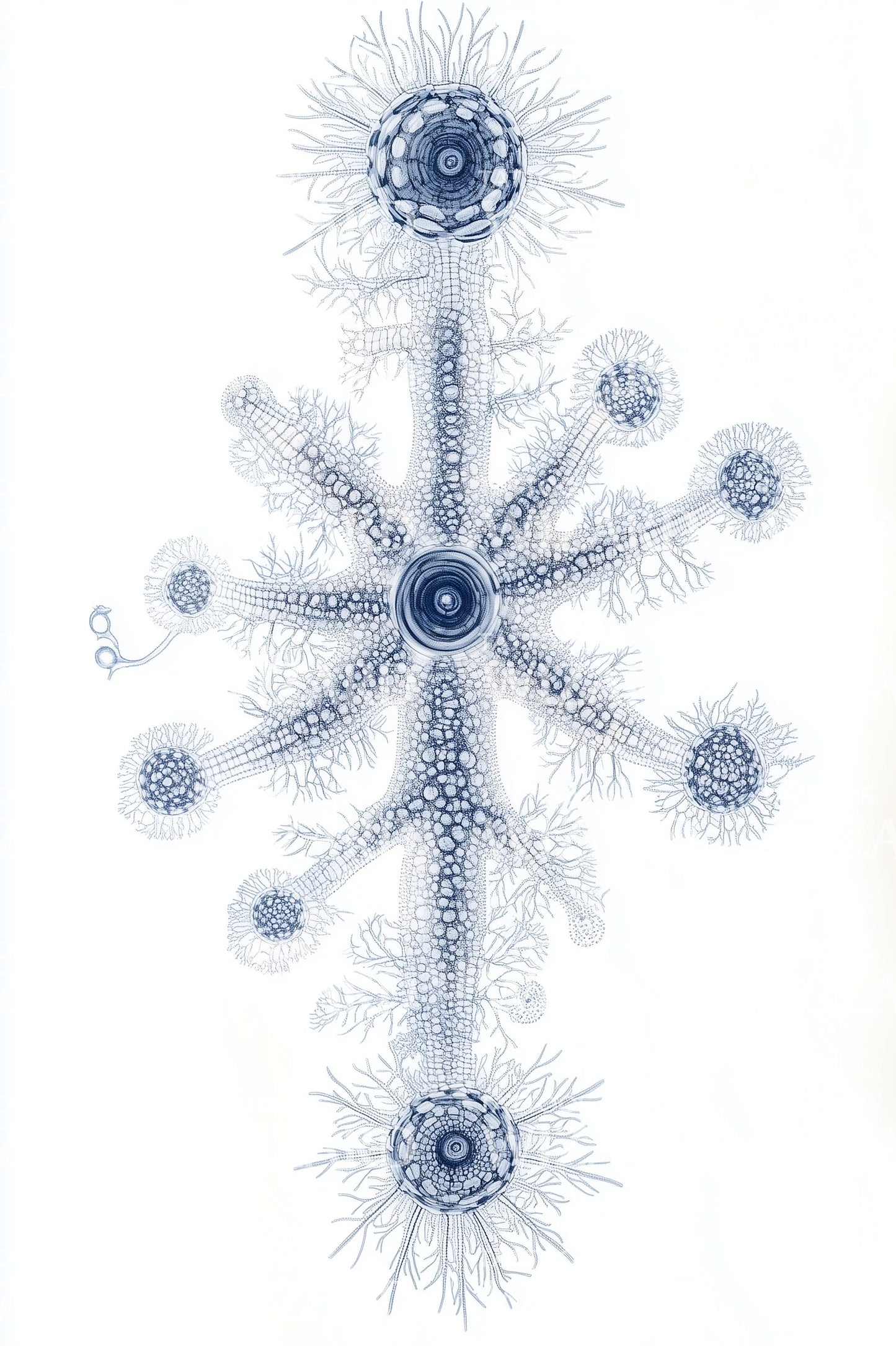 Blue Radiolarian Cross Tattoo Illustration