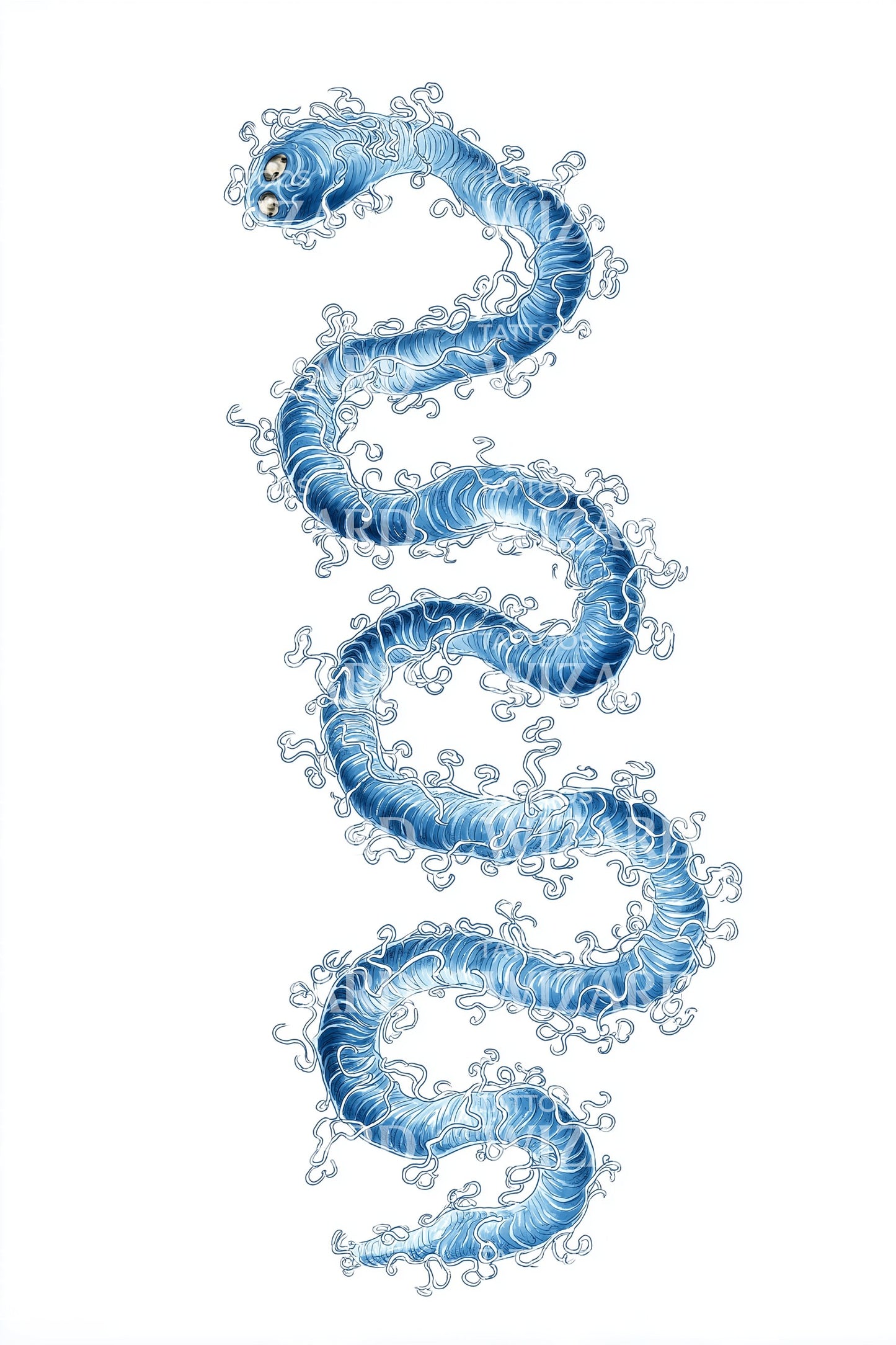 Blue Spiral Bacteria Tattoo Illustration
