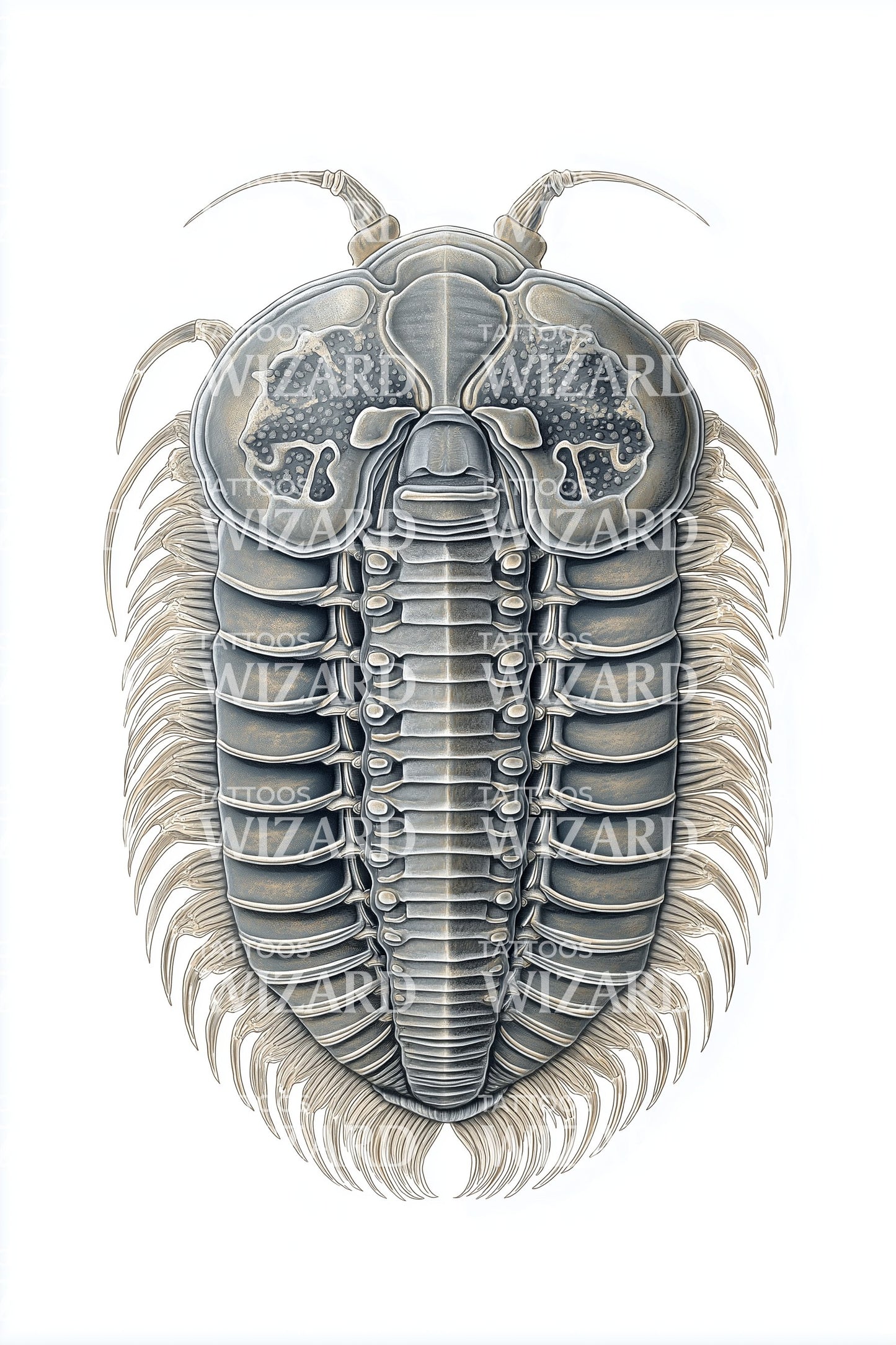 Blue Trilobite Tattoo Design