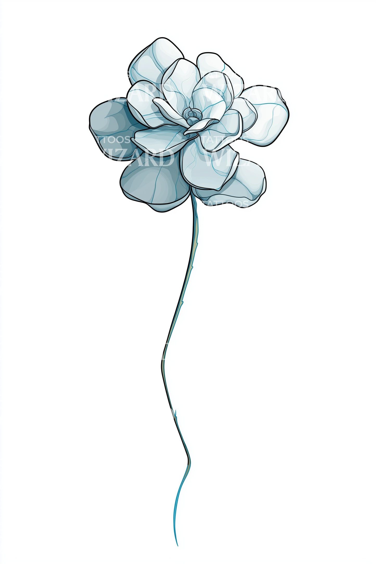 Blue Watercolor Blossom Tattoo Design