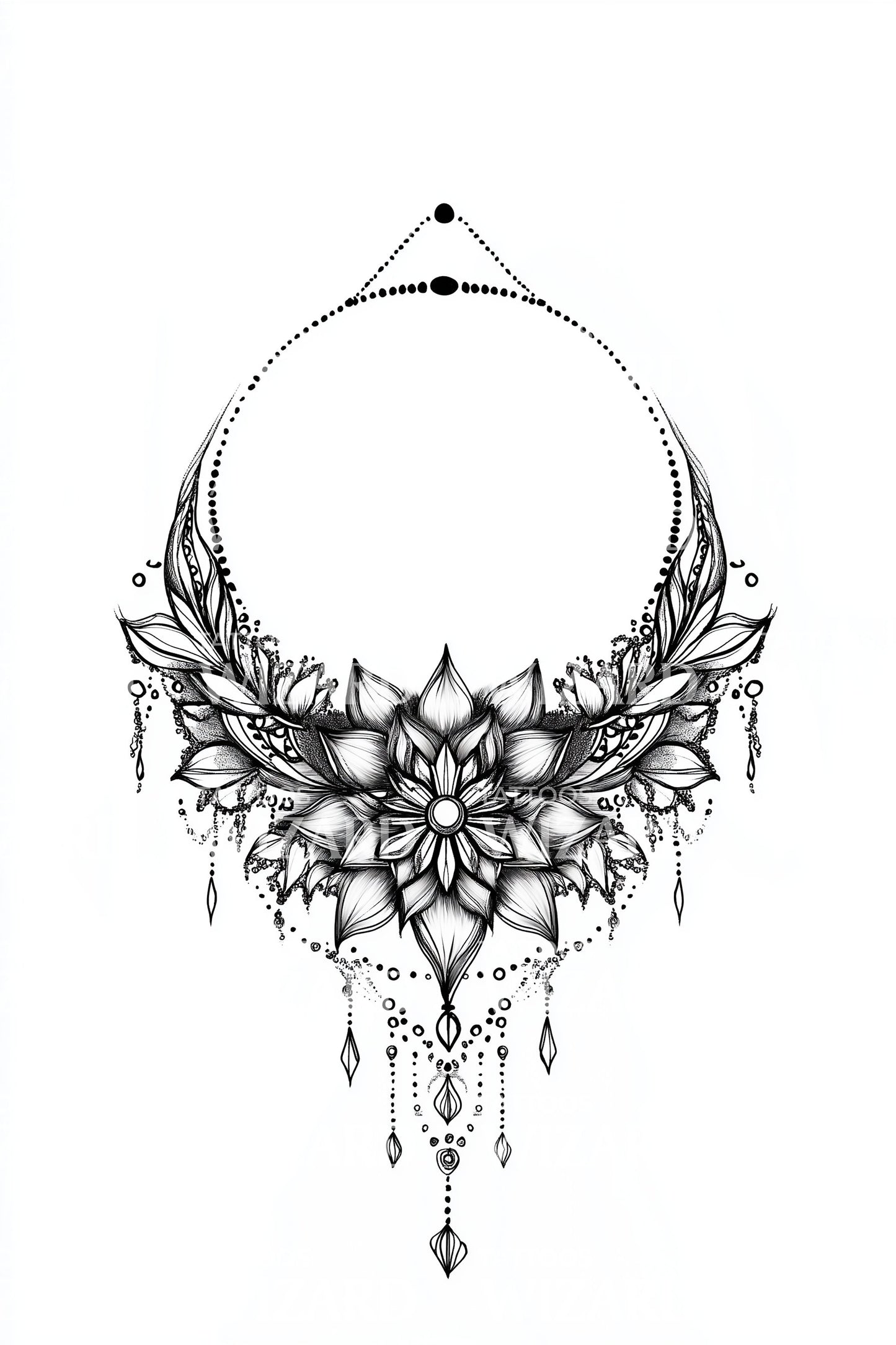 Boho Gem Necklace Tattoo Illustration