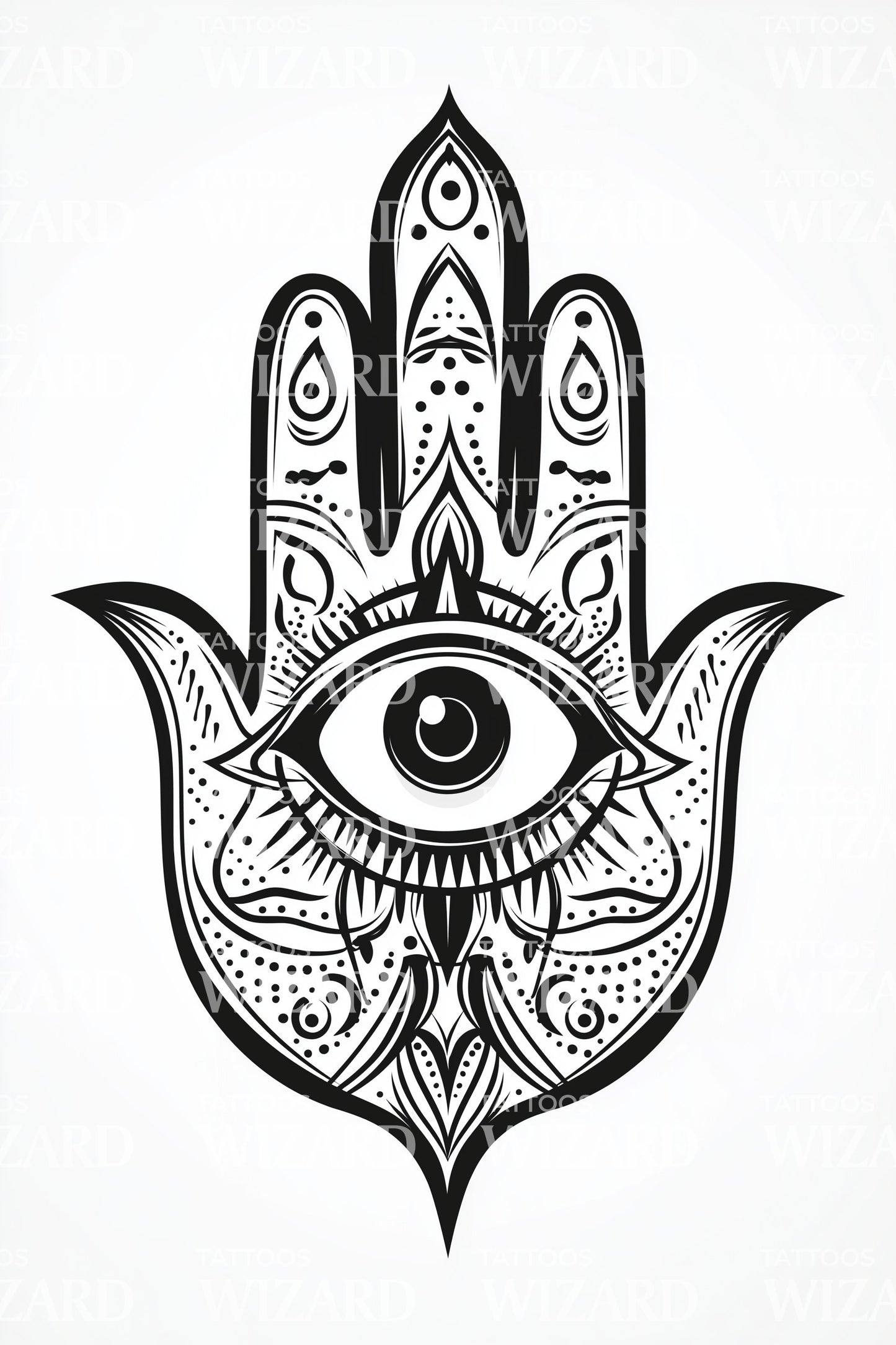 Bold Hamsa Eye Emblem Tattoo Idea