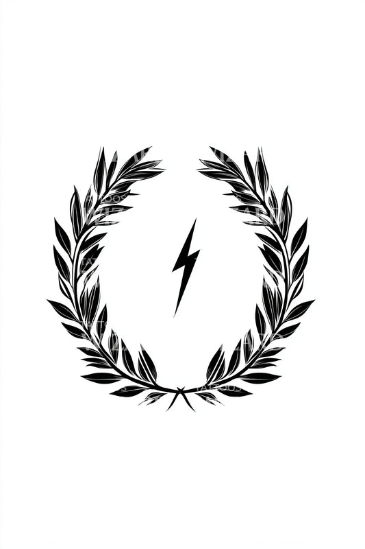 Bold Laurel Power Emblem Tattoo Illustration