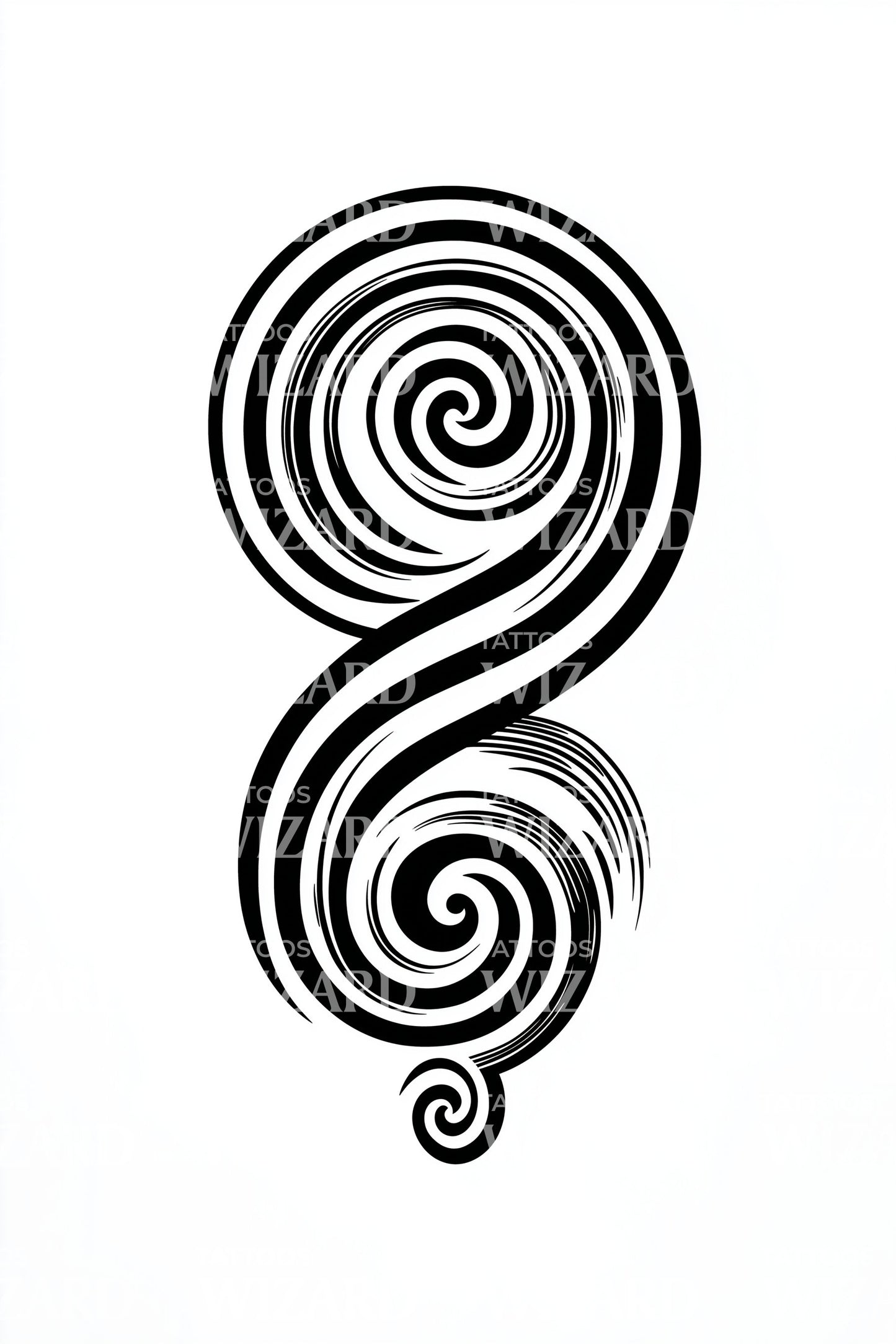 Bold Spiral Glyph Tattoo Design