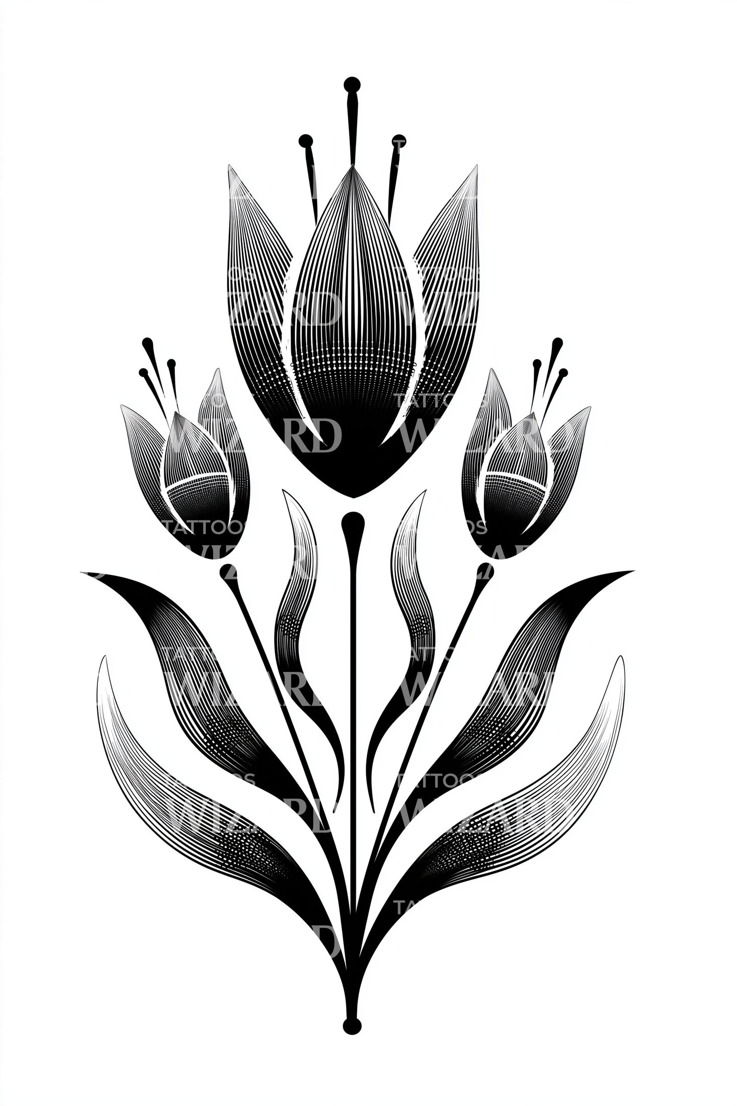 Bold Tulip Bouquet Tattoo Design