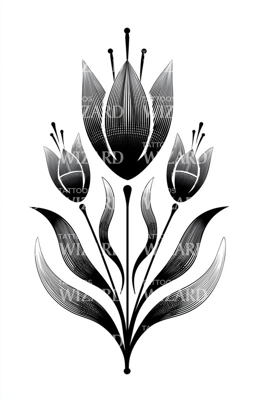 Bold Tulip Bouquet Tattoo Design