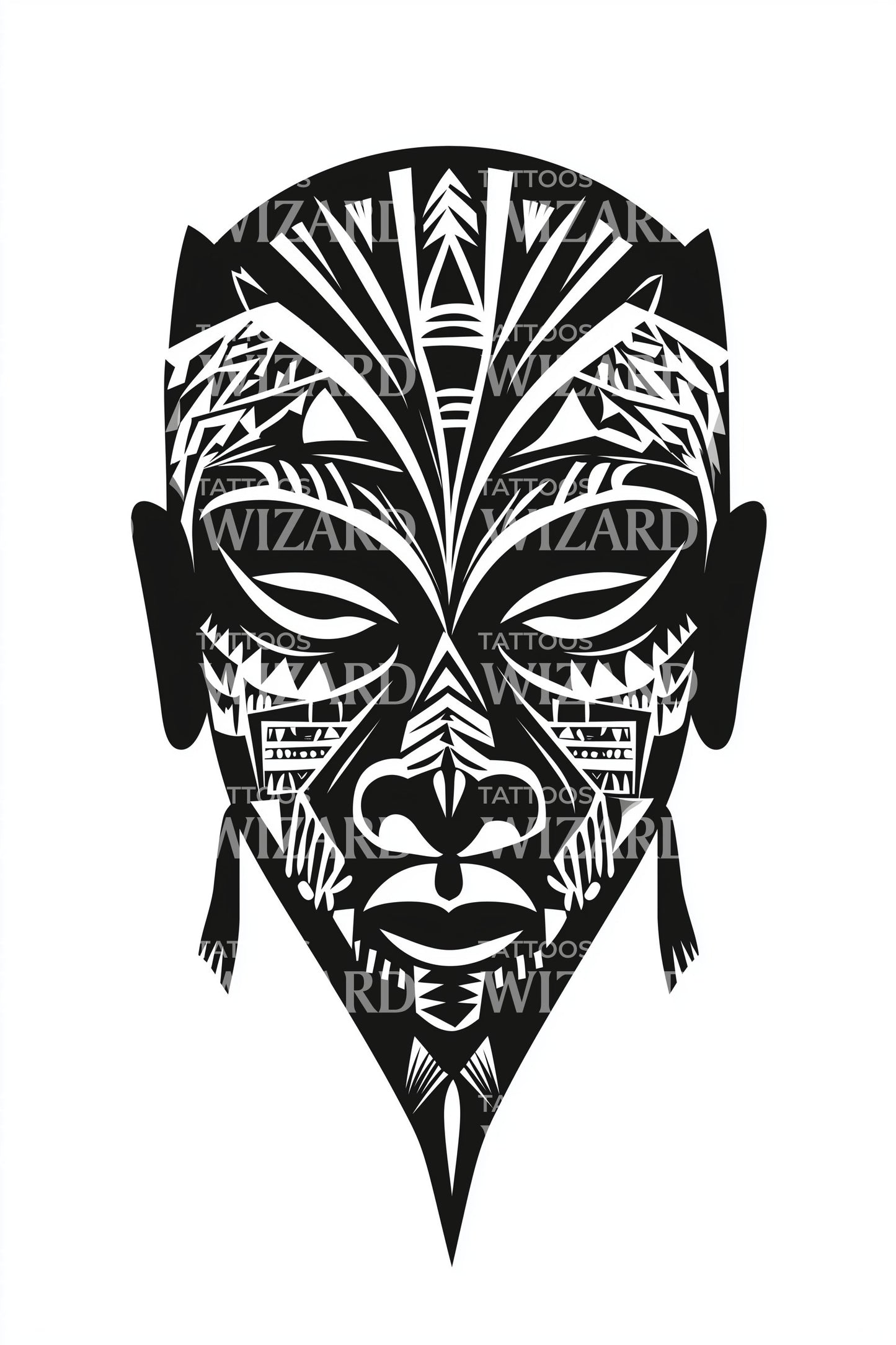 Bold Warrior Mask Tattoo Design