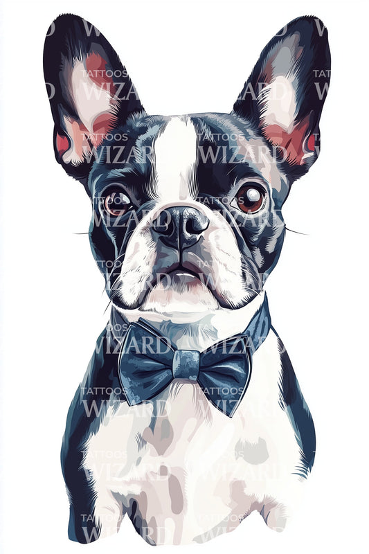 Boston Terrier Portrait Tattoo Design
