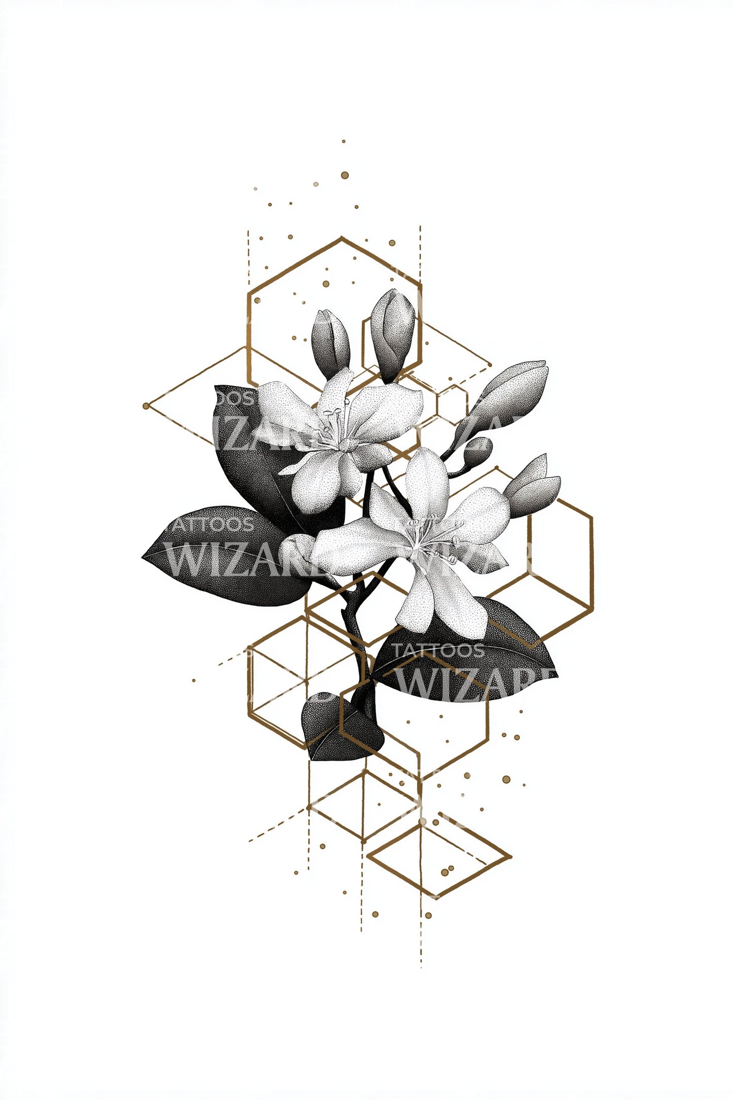 Botanický design tetování s bobulovým stonkem