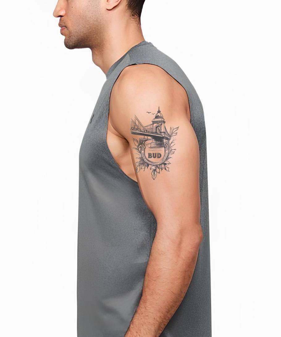Budapest Bridge Emblem Tattoo Design