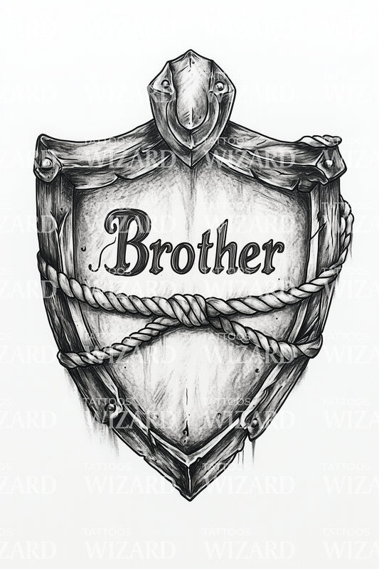 Brother Heraldic Shield Tattoo Design
