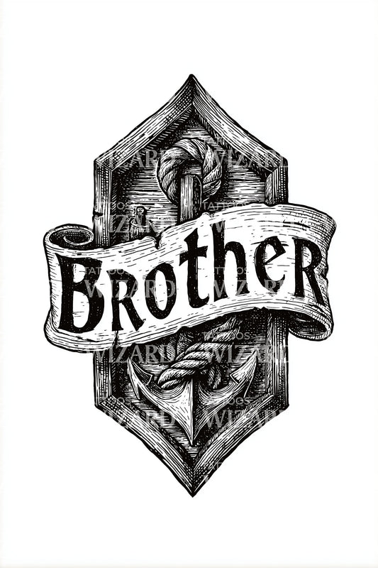 Brother Rustic Badge Tattoo Design
