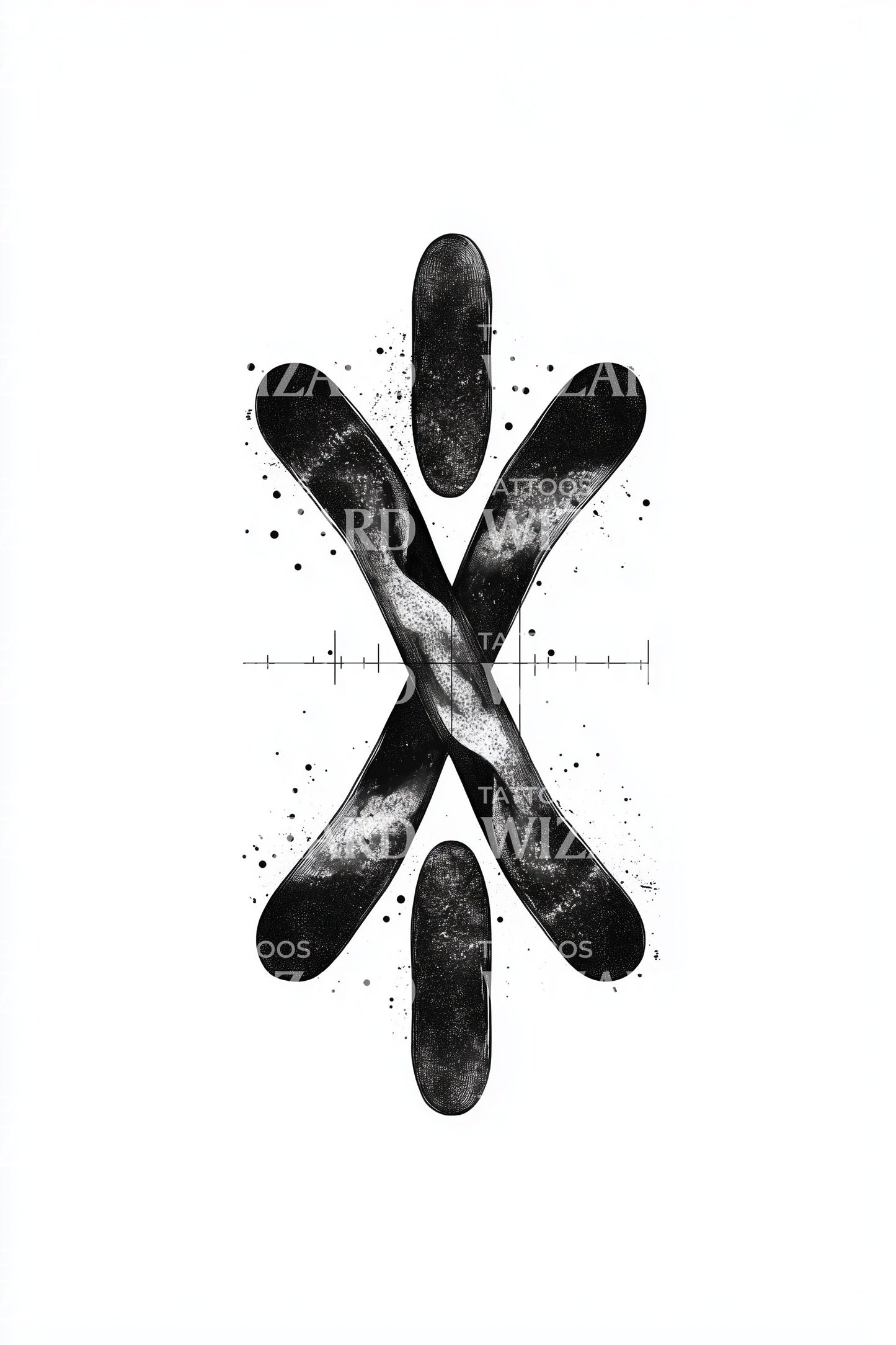 Brushstroke Chromosome Glyph Tattoo Design