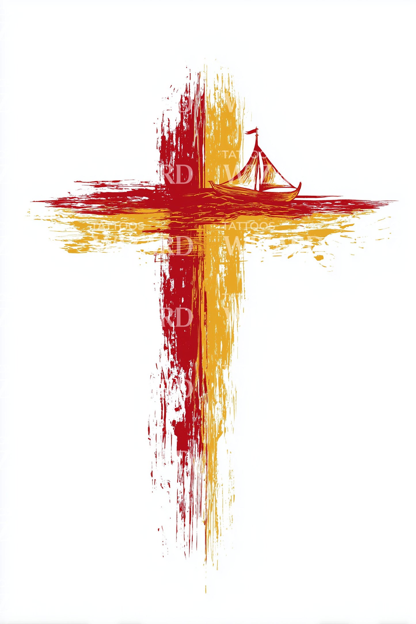 Pinselstrich Glaube Kreuz Tattoo Design