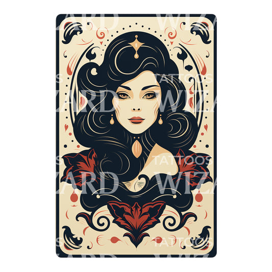 Tarot Card Witch Tattoo Design