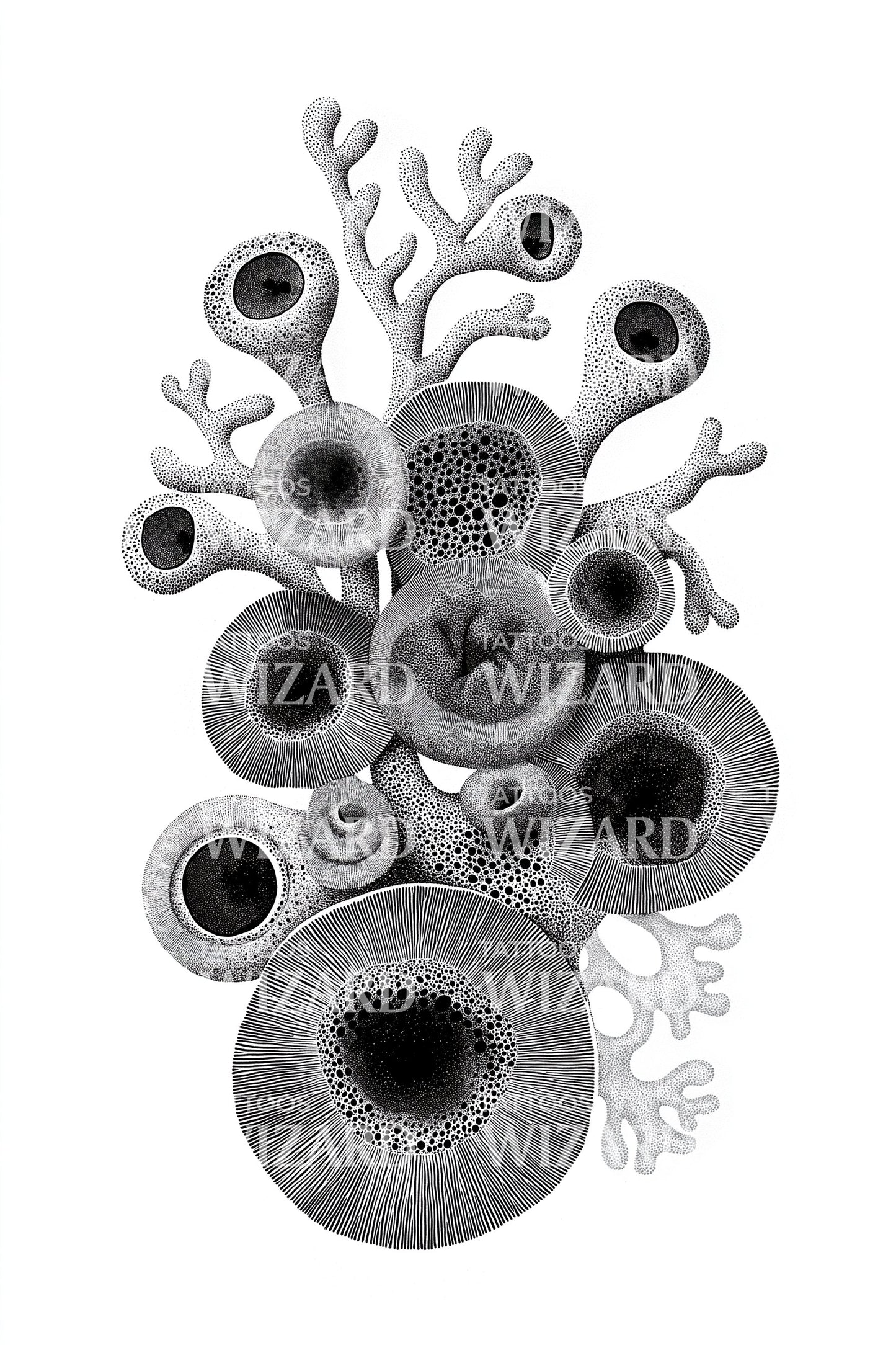 Bubble Coral Colony Tattoo Design