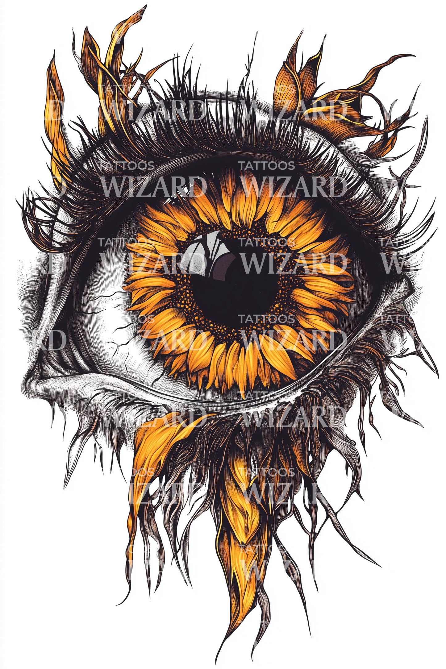 Burning Tiger Eye Tattoo Design