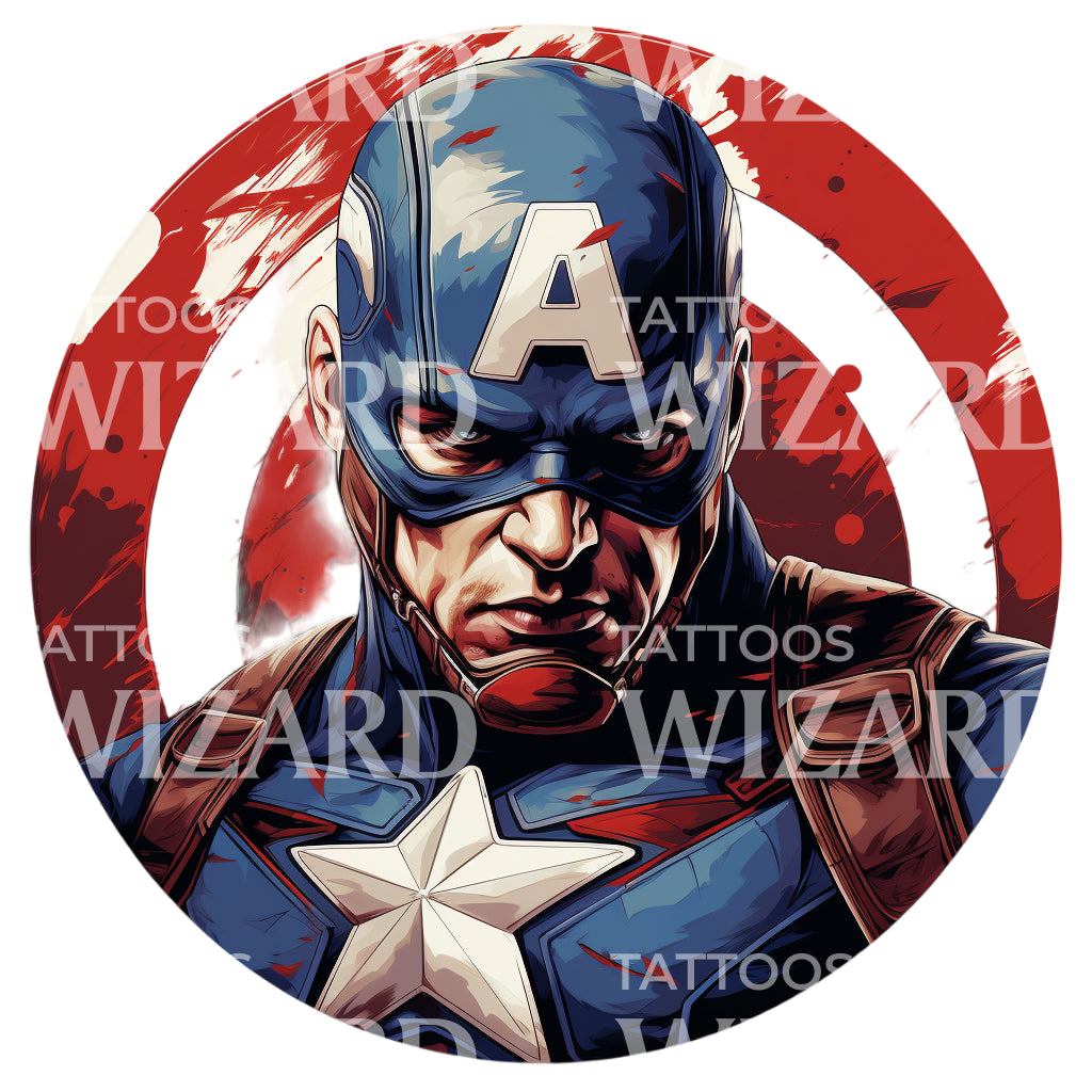 Marvel Inspired Captain America Tattoo Design
