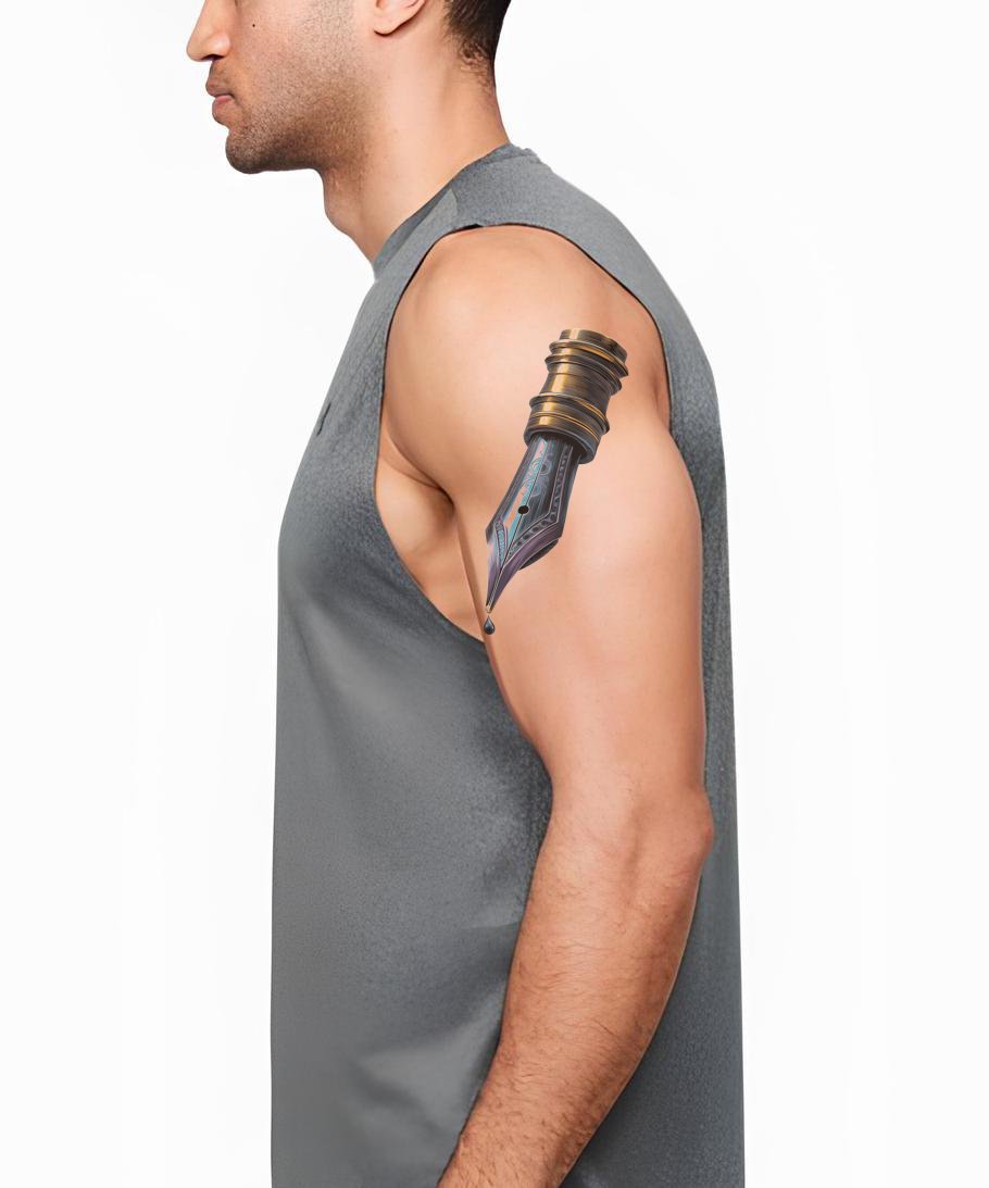 Ornate Calligraphy Nib Tattoo Illustration