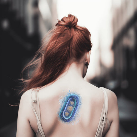 Blue Capsule Bacteria Tattoo Design