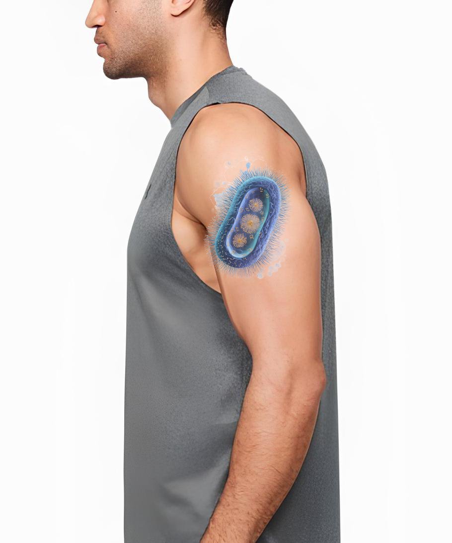 Blue Capsule Bacteria Tattoo Design