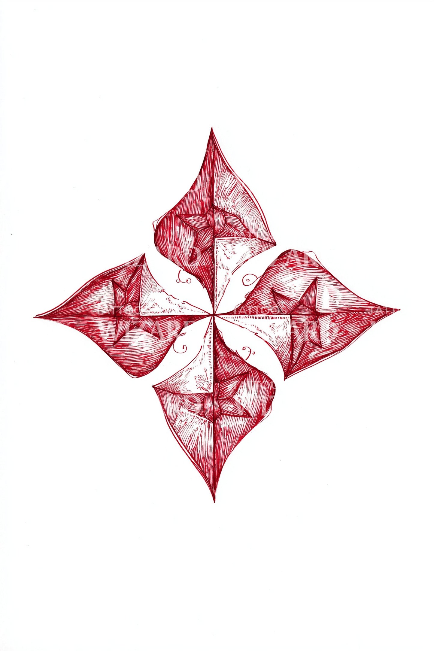 Ilustración de tatuaje de diamante rosa cardinal