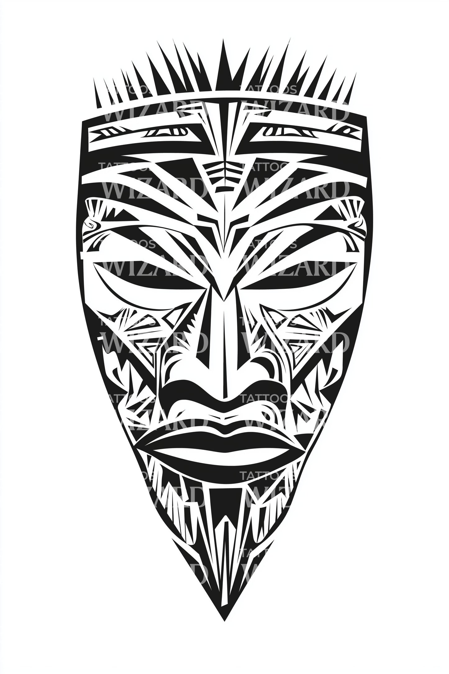 Carved Tribal Mask Tattoo Design