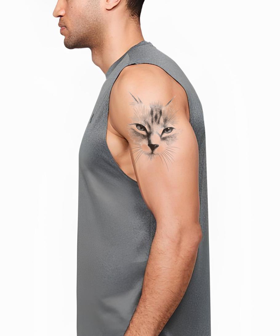 Fierce Cat Portrait Tattoo Design