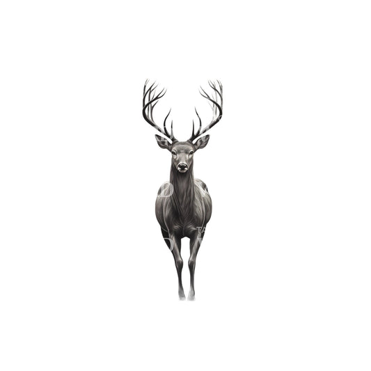 Black and Grey Deer Tattoo Design