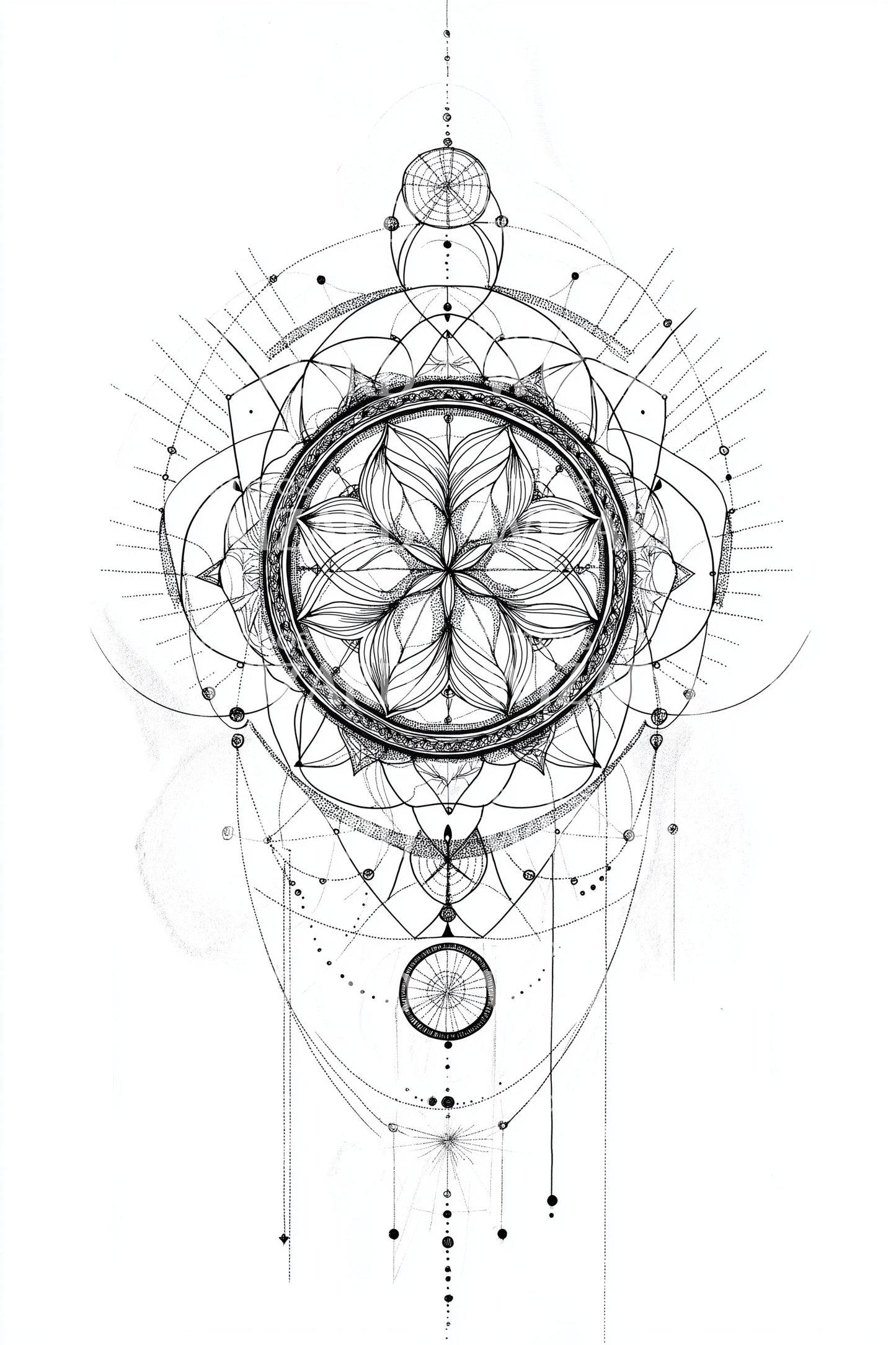 Design del tatuaggio asse del loto celestiale