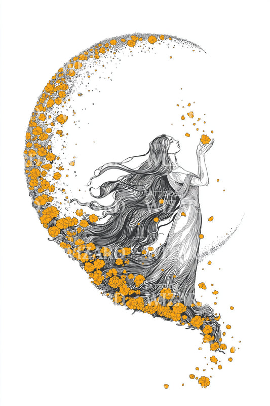 Design del tatuaggio della Dea della Luna Celeste