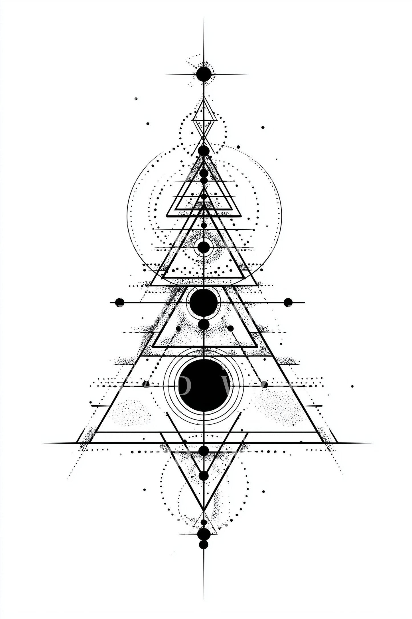 Celestial Orbit Tree Tattoo Illustration