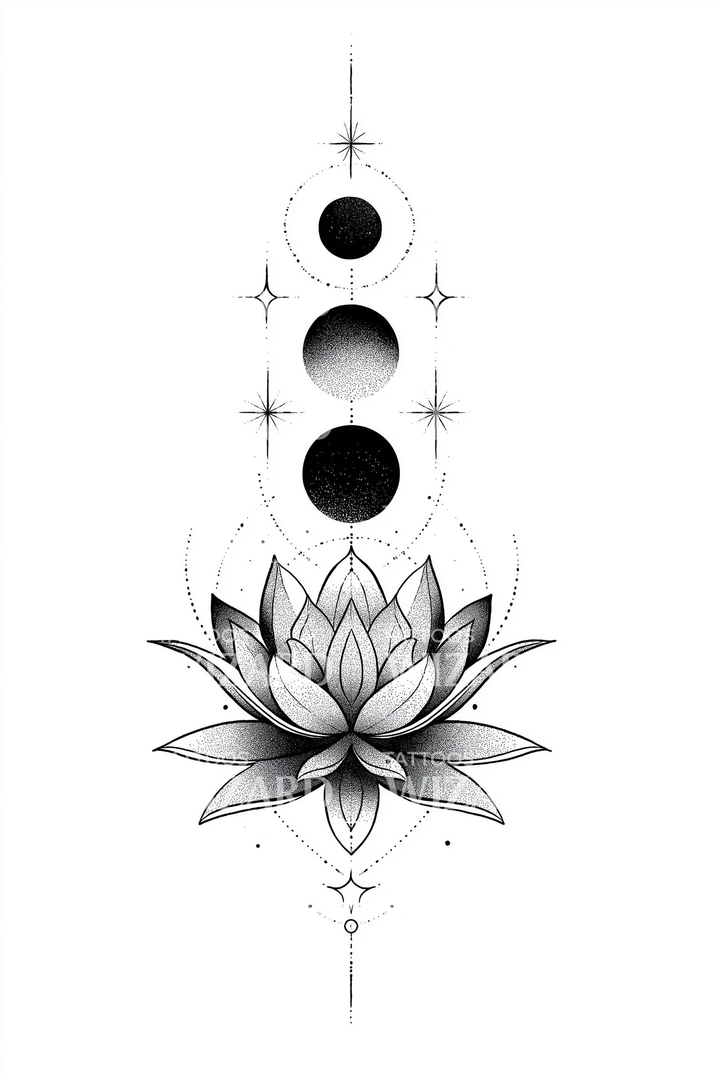 天体相位莲花纹身设计