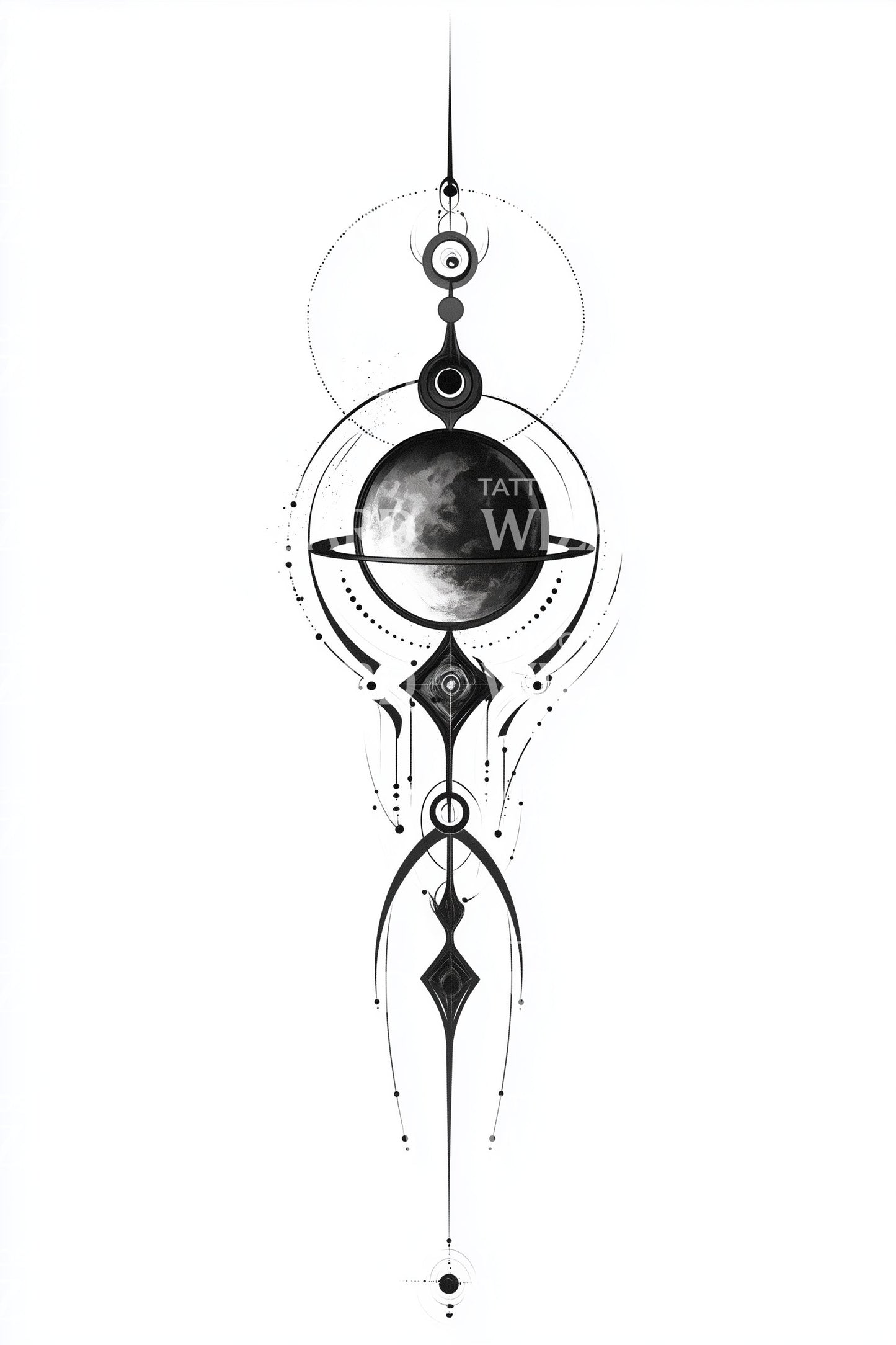 Celestial Totem Planet Sigil Tattoo Design