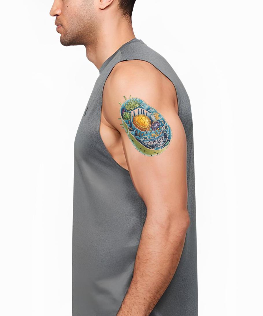 Teal Organelle Cell Tattoo Illustration