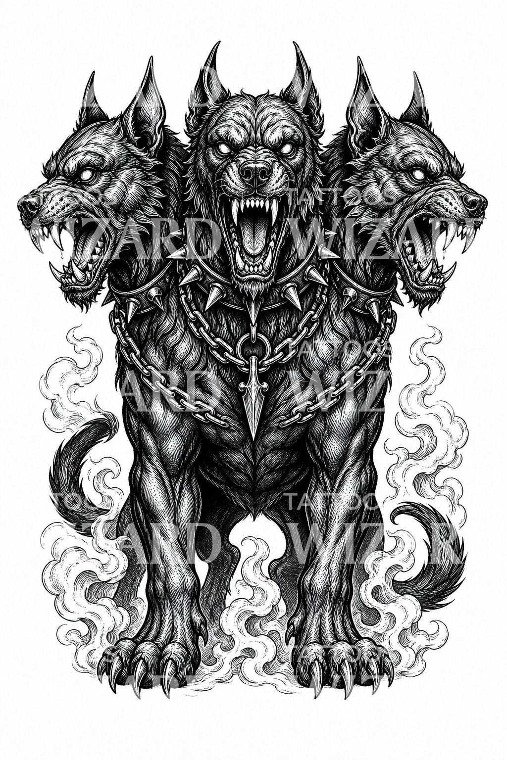 ケルベロス ヘルハウンド タトゥーイラスト – Tattoos Wizard Designs