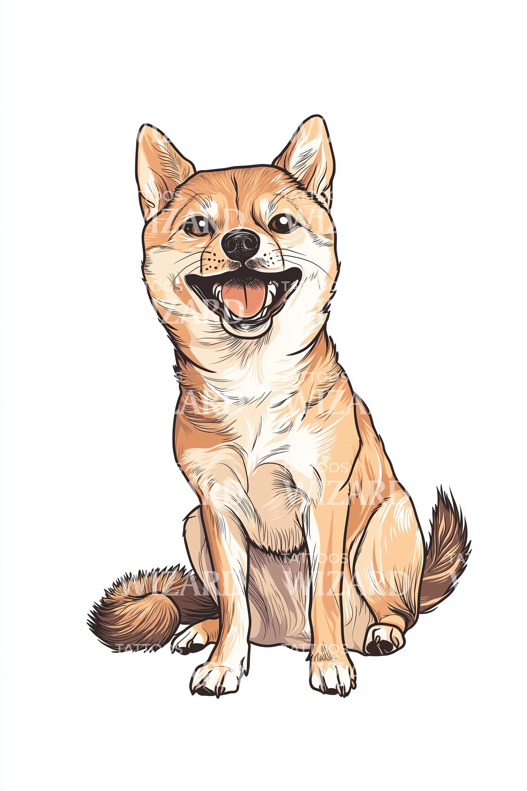 Cheerful Shiba Smile Tattoo Idea – Tattoos Wizard Designs