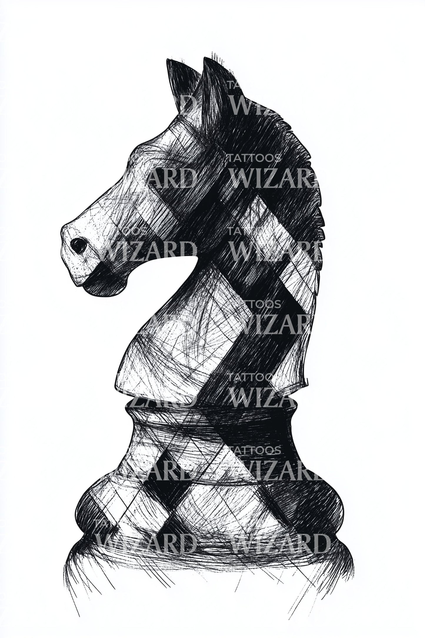 Chess Knight Head Tattoo Design