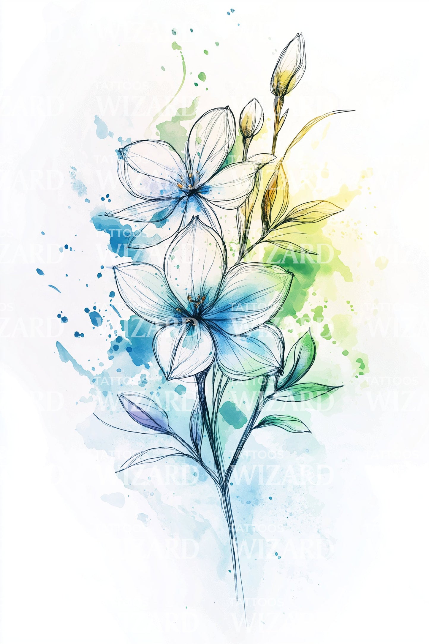 Design Tatuaggio Fiore di Inchiostro Cromatico