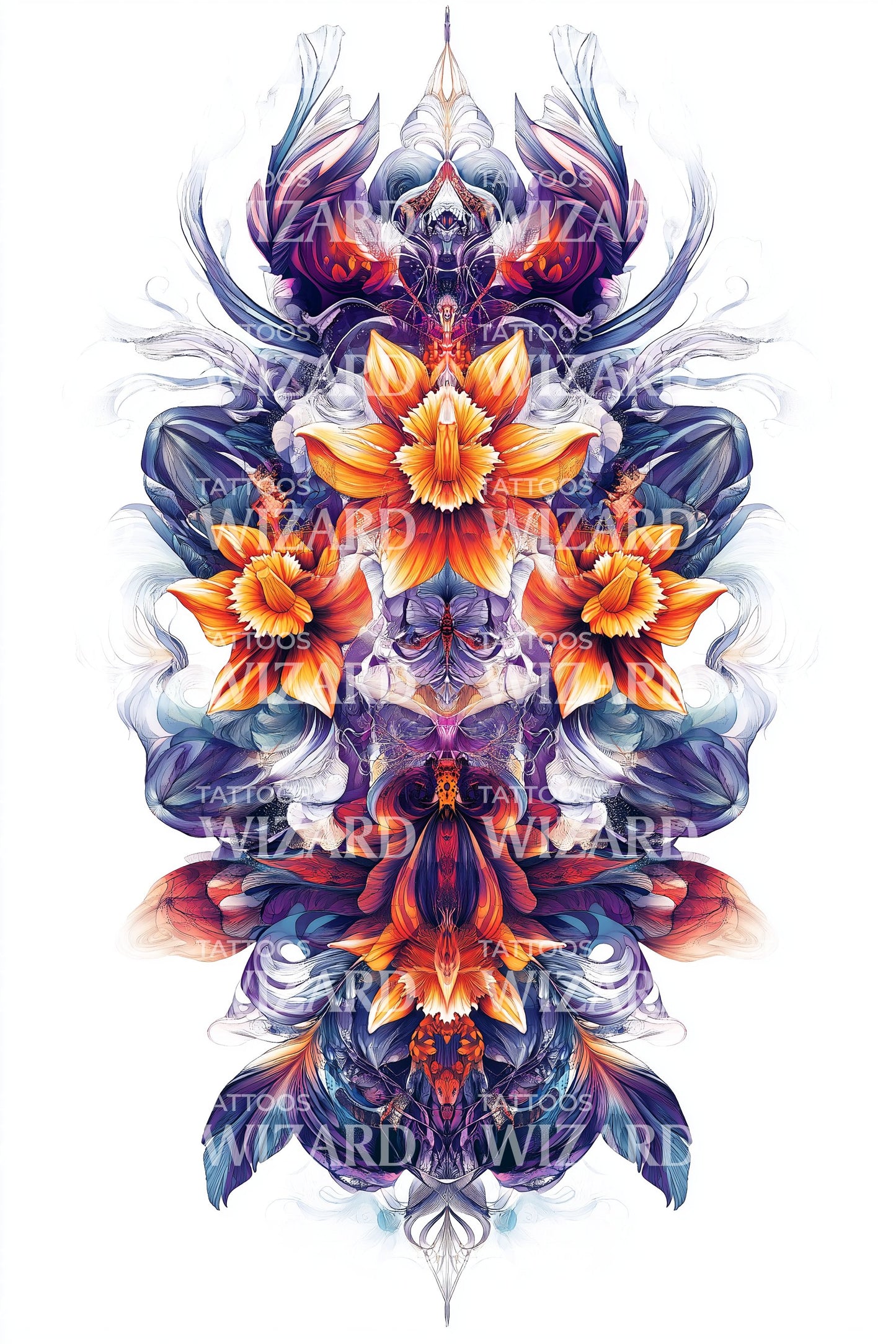 Diseño de tatuaje Flor de Espejo Cromático