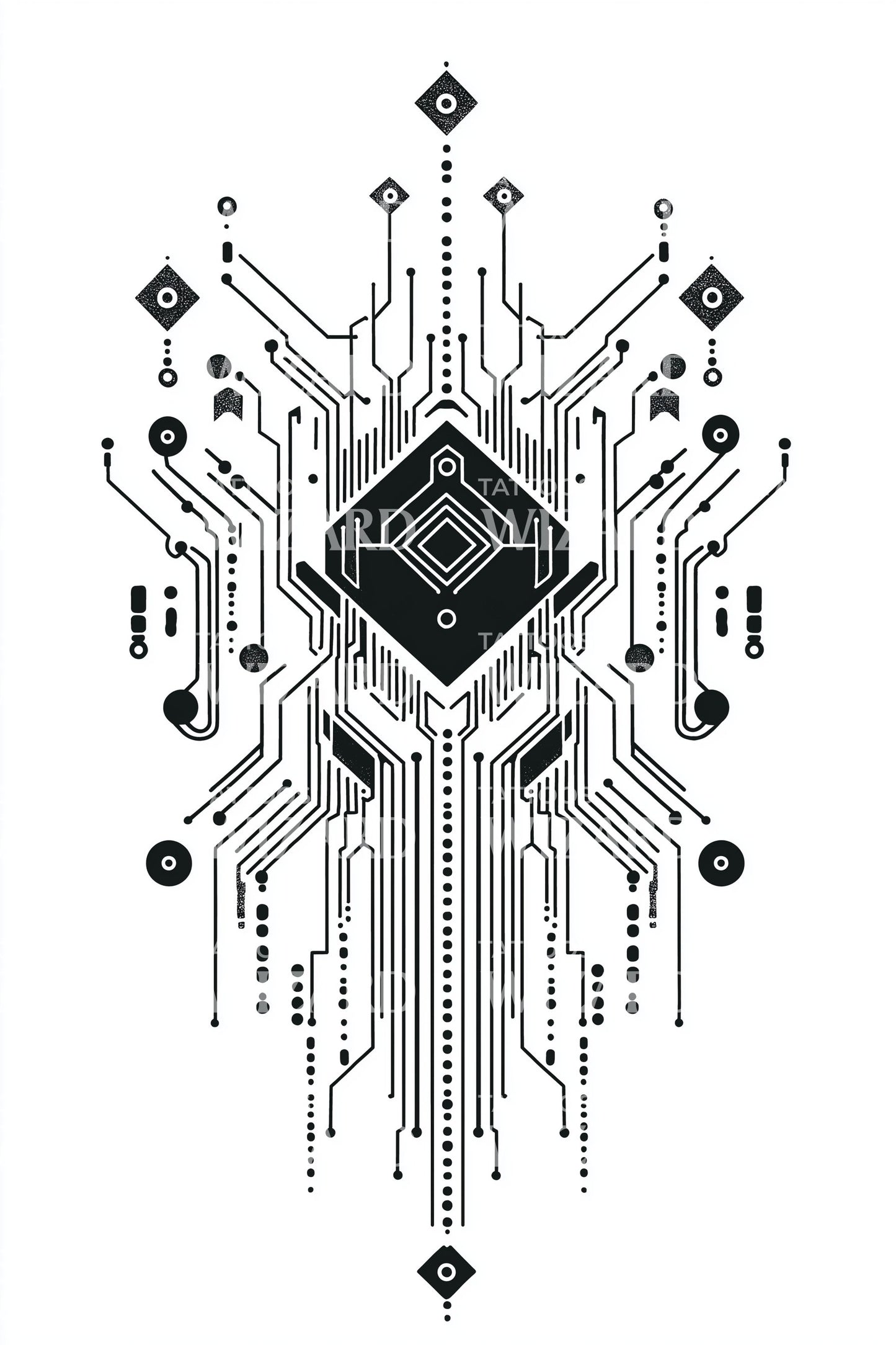 Circuit Board Totem Tattoo Design
