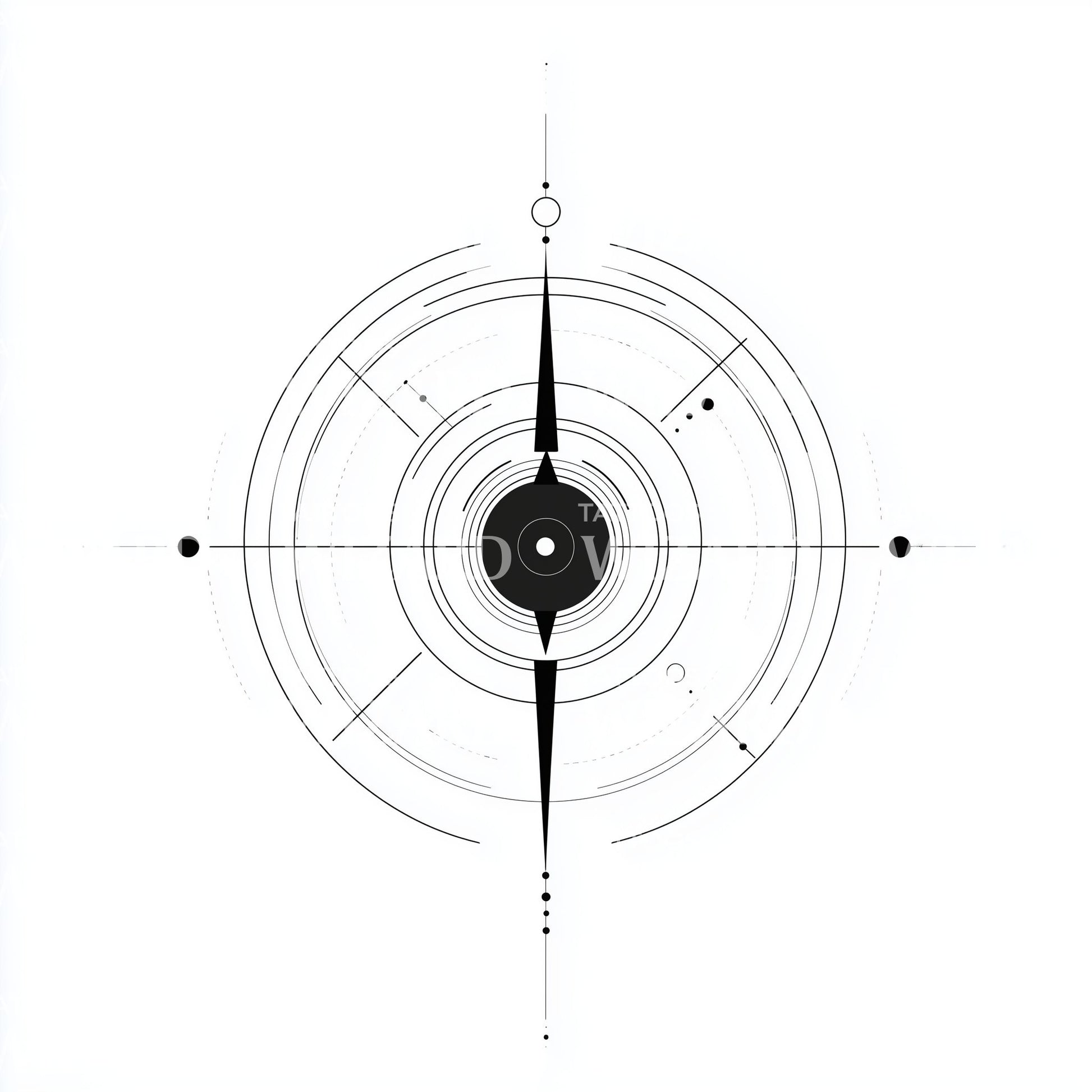 Circular Glyph Compass Tattoo Design