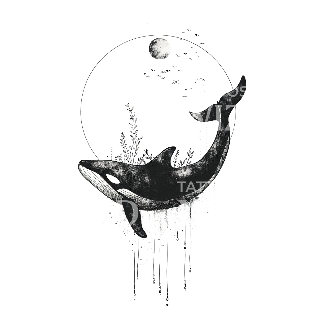 Circular Orca Tattoo Design