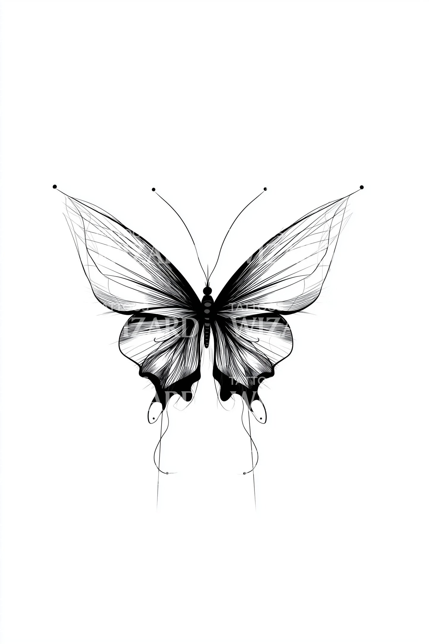 Classic Black Butterfly Tattoo Design
