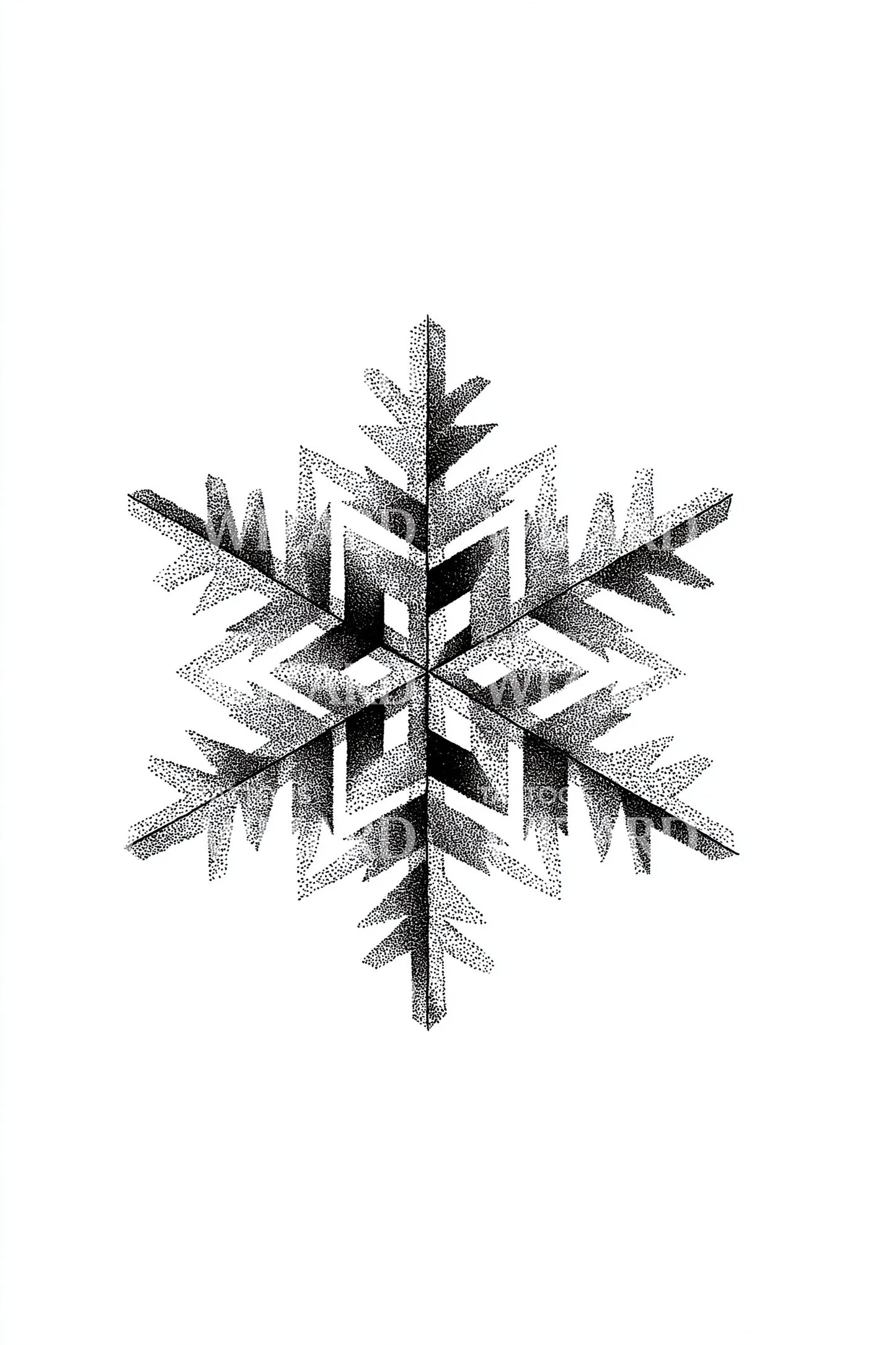 Classic Hex Snowflake Tattoo Illustration